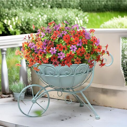 Inqcmy Faux Faux Hanging Flower Plants سلة لزينة الربيع في الهواء الطلق ، حرير مزيف ملون في زارع الأشعة فوق البنفسجية واقعيًا مقاومًا خارج المنزل الشرفة الشرفة خارج المنزل in Kuwait