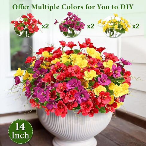 حزم Dolicer 6 تبدو أزهارًا اصطناعية حقيقية للهواء الطلق ، والزهور الواقعة المزيفة في الهواء الطلق ، وأشعة فوق البنفسجية مقاومة في الهواء الطلق الزهور الحريرية فو ، زهور المزارعين في الهواء الطلق ، مربع نافذة الفناء الفناء في الهواء الطلق in Kuwait