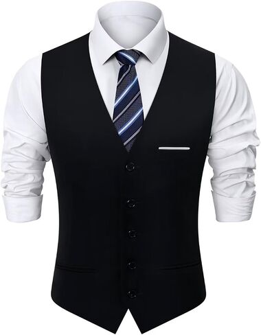 Mens Suit Vest, Business Formal Dress Vest for Men Solid Slim Fit Waistcoat, S-3XL in Saudi Arabia