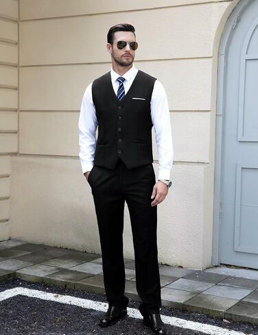 Mens Suit Vest, Business Formal Dress Vest for Men Solid Slim Fit Waistcoat, S-3XL in Saudi Arabia