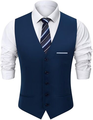Mens Suit Vest, Business Formal Dress Vest for Men Solid Slim Fit Waistcoat, S-3XL in Saudi Arabia