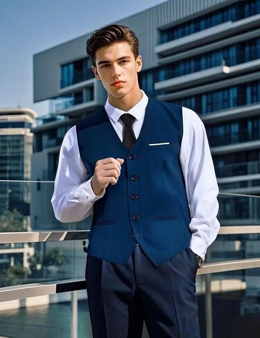 Mens Suit Vest, Business Formal Dress Vest for Men Solid Slim Fit Waistcoat, S-3XL in Saudi Arabia