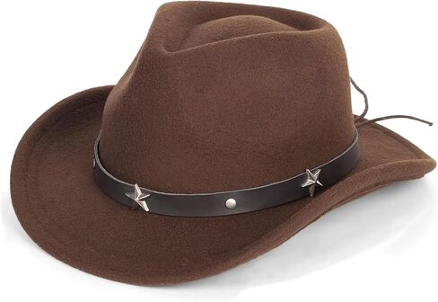 INOGIH Kids Western Cowboy Hat - Vintange BrownWide-Brim Felt Fedora Cowgirl Hat for 3-7 Years Boys Girls in Saudi Arabia