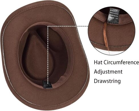 INOGIH Kids Western Cowboy Hat - Vintange BrownWide-Brim Felt Fedora Cowgirl Hat for 3-7 Years Boys Girls in Saudi Arabia