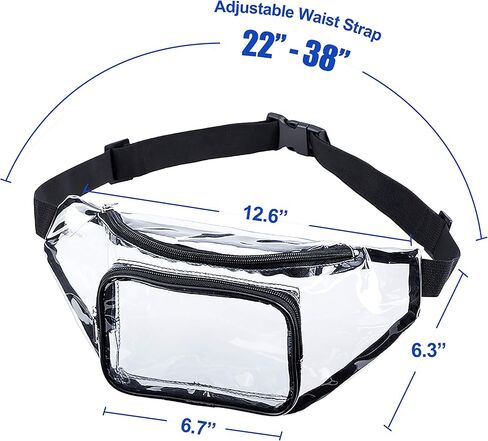 Clear Fanny Pack,Stadium Approved Waist Pack for Festival, Games,Travel and Concerts(Black) in Kuwait