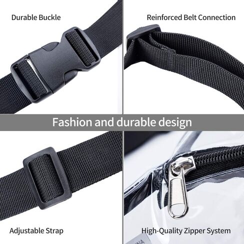 Clear Fanny Pack,Stadium Approved Waist Pack for Festival, Games,Travel and Concerts(Black) in Kuwait