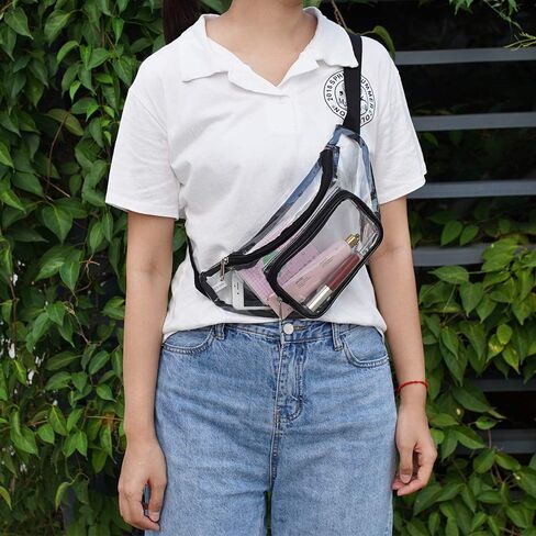 Clear Fanny Pack,Stadium Approved Waist Pack for Festival, Games,Travel and Concerts(Black) in Kuwait