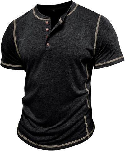 القمصان القصيرة للأكمام القصير القطن الأساسي هينلي القمصان الصيفية القمصان خفيفة الوزن in Kuwait