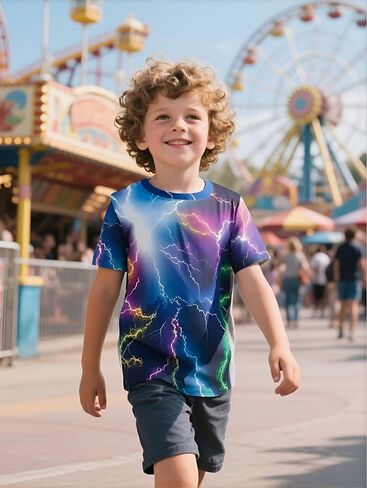 Boys T-Shirts Summer 3D Realistic Graphic Short Sleeve Tees Kids Casual Tops Soccer Car 3-11 Years in Saudi Arabia