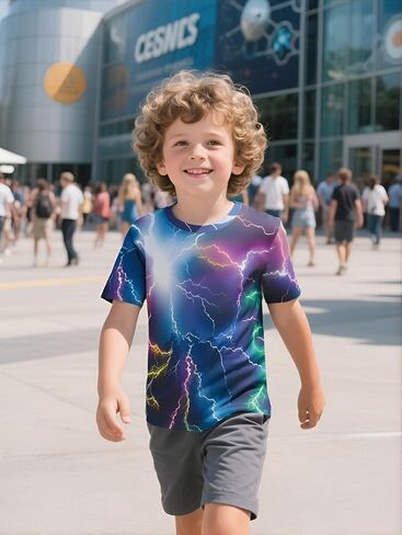Boys T-Shirts Summer 3D Realistic Graphic Short Sleeve Tees Kids Casual Tops Soccer Car 3-11 Years in Saudi Arabia