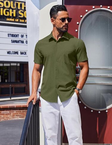 COOFANDY Mens Wrinkle Free Shirts 2025 Short Sleeve Casual Button Down Summer Dress Shirts in Saudi Arabia
