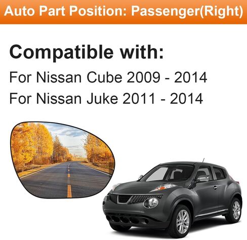 Senzeal Side Side Side Plansed Mirror Glass بديل لـ Nissan Cube 2009-2014 Nissan Juke 2011-2014 (الجانب الأيمن) in Saudi Arabia