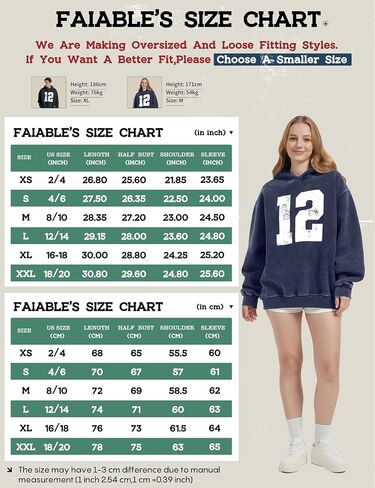 FAIABLE Oversized Hoodies for Women Acid Washed Graphic Women's Fashion Hoodies Sweatshirts Y2k Sweater Preppy for College in Kuwait