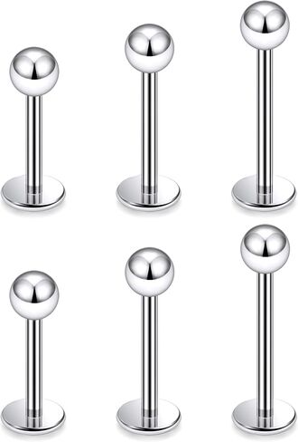Ruifan Titanium Flat Back Lip Rings Externally Threaded Earrings Studs Nose Rings 20G 18G 16G 14G Ball Spike Tragus Cartilage Lobe Rook Helix Conch Labret Medusa Nostril Piercing Jewelry for Women Men in Saudi Arabia