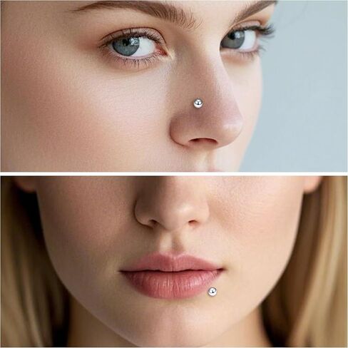 Ruifan Titanium Flat Back Lip Rings Externally Threaded Earrings Studs Nose Rings 20G 18G 16G 14G Ball Spike Tragus Cartilage Lobe Rook Helix Conch Labret Medusa Nostril Piercing Jewelry for Women Men in Saudi Arabia