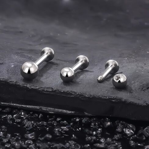 Ruifan Titanium Flat Back Lip Rings Externally Threaded Earrings Studs Nose Rings 20G 18G 16G 14G Ball Spike Tragus Cartilage Lobe Rook Helix Conch Labret Medusa Nostril Piercing Jewelry for Women Men in Saudi Arabia