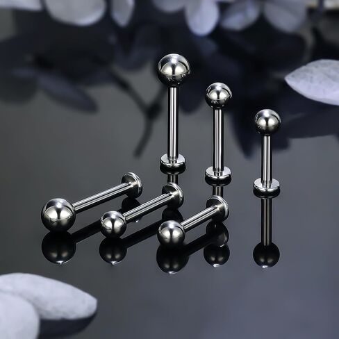 Ruifan Titanium Flat Back Lip Rings Externally Threaded Earrings Studs Nose Rings 20G 18G 16G 14G Ball Spike Tragus Cartilage Lobe Rook Helix Conch Labret Medusa Nostril Piercing Jewelry for Women Men in Saudi Arabia