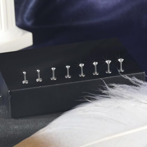 8Pcs 20G 18G Threadless Push in Nose Stud Rings for Women Men Stainless Steel Nose Studs Nostril Piercing Jewelry CZ Nose Rings Studs 1.5MM 2MM 2.5MM 3MM Black Silver Gold Bar Length 7mm 5mm in Saudi Arabia