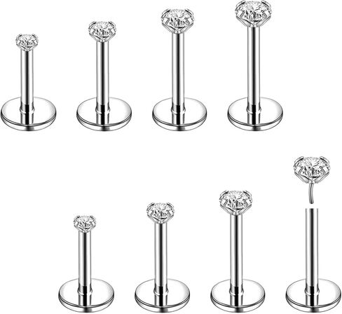 8Pcs 20G 18G Threadless Push in Nose Stud Rings for Women Men Stainless Steel Nose Studs Nostril Piercing Jewelry CZ Nose Rings Studs 1.5MM 2MM 2.5MM 3MM Black Silver Gold Bar Length 7mm 5mm in Saudi Arabia