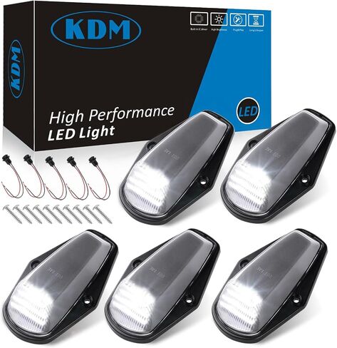 KDM Clear Lens LED CAB ROOP Top Lights Assembly FING 1973-1997 FORD F150 F250 F350 F450 Super Duty ، Hauted Runnance White White ، 5pcs Pack in Saudi Arabia