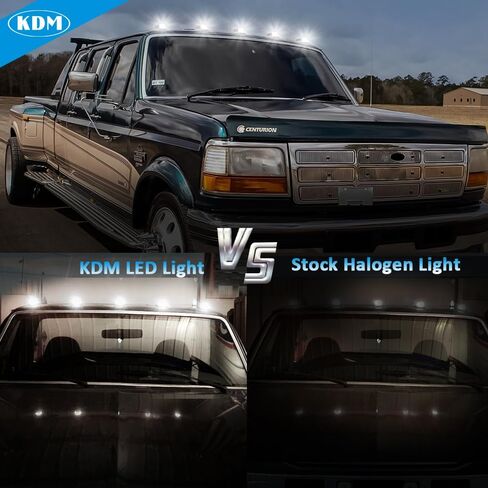 KDM Clear Lens LED CAB ROOP Top Lights Assembly FING 1973-1997 FORD F150 F250 F350 F450 Super Duty ، Hauted Runnance White White ، 5pcs Pack in Saudi Arabia