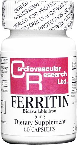 Cardiovascular Research Ferritin 5 mg Tamper Resistant Shipping Box Iron Supplement 60 Count in Saudi Arabia