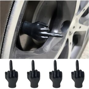 Middle Finger Universal Valve Stem Cap, 4 PCS Prank Tire Valve Stem Caps Funny Airtight Dust Proof Covers Anti-Rust Valve Stem Cover, Car Wheel Tire Exterior Accessories for Cars, SUV, Bike