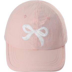 Kids Baseball Hat Visor, Waterproof Bow Tie Sun Cap, Toddler Girls High Ponytail Hat, Summer Beach Hat Age 2-5