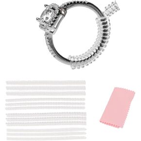 12-Pack Ring Sizer for Loose Rings, 4 Sizes Invisible Ring Size Adjuster, Spiral Bands Size Resizer, Clear TPU Rings Guards for Women Men, No Cut Comfortable Band Tightener Fits 2-6mm Bands