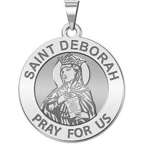 PicturesOnGold.com Saint Deborah Round Religious Medal - 2/3 Inch Size of Dime, Sterling Silver