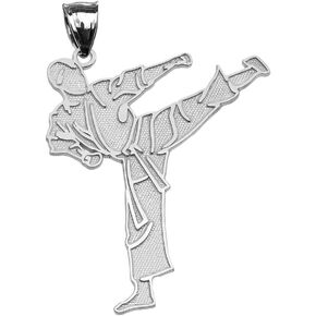 Fine Sterling Silver Karate Martial Arts Pendant