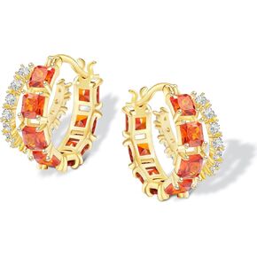 Mesovor Gold Zircon الأقراط المزدوجة للنساء ، 14K الذهب المطلي بالذهب المربع ملونة الزركونيا الأطواق الهدايا المجوهرات
