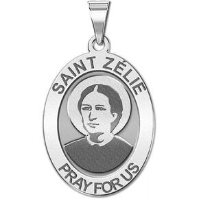 PicturesOnGold.com Saint Zelie Religious Medal - Oval - 1/2 X 2/3 Inch Size of Dime, Sterling Silver