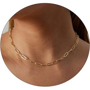 CAROVO 18K Gold Silver Plated Paperclip Chain Necklace for Women Delicate Love Heart Pendant Link Paperclip Chain Necklaces for Women in Kuwait