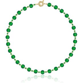 AILUOR Beaded Gemstone Necklace for Women, Colorful Boho Bead Choker Necklace Natural Stone Beach Necklace 14K GoldPlated Rainbow Beaded Choker Necklace Summer Handmade Jewelry