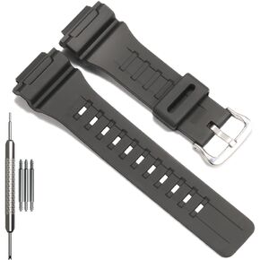 Replacement Band Compatible with Casio W-735H AEQ110BW AEQ110W AQS-800W AQ-S810W Men's Watch Strap Black Resin Wristband With Metal buckle