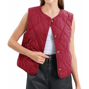 Amazhiyu Women's Lightweight Quilted Puffer Vest Sleeveless Button Padded Gilet