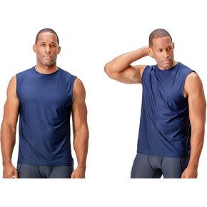 DEVOPS 2 Pack Men's Relaxed-Fit Workout Gym Tank Top Sleeveless (Navy, Large)