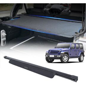 غطاء شحن قابل للسحب متوافق مع Jeep Wrangler JL JLU 4Door Hard Top 2018-2024 ، ودرع أمتعة الأمتعة لغطاء الجذع الخلفي المضاد للظهور (قماش) ， ليس للأعلى الناعم ، 4xe ، 4xe