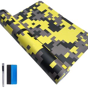 LZLRUN Car Camouflage Vinyl Wrap Film Roll Arctic Snow Camo Decal Sticker for Car Console Computer Laptop Bike Motorcycle Red 1ft x 5ft