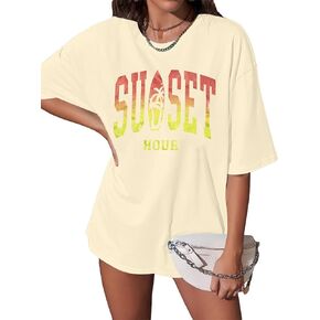 Salty Beach Oversized Graphic Tees: Womens Summer Beach Tshirts Hawaii Shirt Casual Short Sleeve Tops