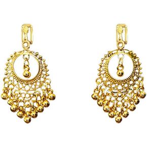خمر Jhumka Jhumki بيان مقطع على حلق الهندي بوهو العرقي للنساء بوليوود التقليدية الغجر البوهيميا الذهب الصغيرة كرات شرابة المهرجان مهرجان العطلة