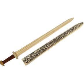 Sturdy Wooden Toy Viking Designed Sword with Leather Wrapped Handle