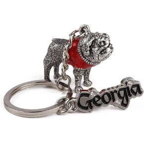 Westmon Works Georgia Keychain with Charms Metal Key Ring with Bulldog Charm Souvenir of the Peach State