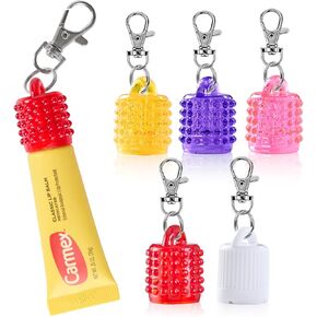 حامل غطاء الشفاه Balm Keychain Cap لـ Carmex 0.35oz/10g - قبعة بديلة مع سدادة أو حامل بلسم الشفاه للحبل أو حقيبة للنساء والأمهات