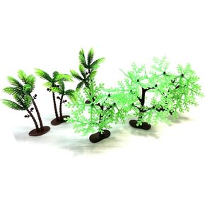 6pc Mini Toy Jungle Trees-أشجار الغابة الكثيفة وأشجار النخيل الطويلة (4 "-6" طويلة)
