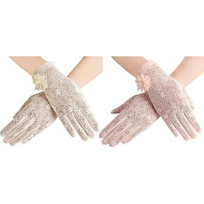 Bienvenu Women's Touch Screen Gloves, 2 Pairs Lace Anti-skid Driving Gloves Sun UV Protection