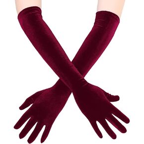 Long Velvet Gloves Vintage Opera Gloves Stretchy Elbow Length Gloves 20s Evening Party Gloves for Women