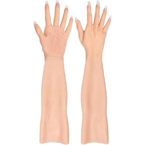 23.6inch Silicone Gloves Realistic Stretchy Long Gloves for Cosplay Costume Party Halloween Concealing Scars and Birthmarks