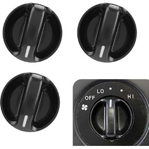 3 PCS Car Fan Panel Control Knob, 1.57In Vehicle AC Heater Control Knob Accessories, Waterproof Durable Design, OEM Number #559050C010, Compatible with 2000-2006 Toyota Tundra (Black)